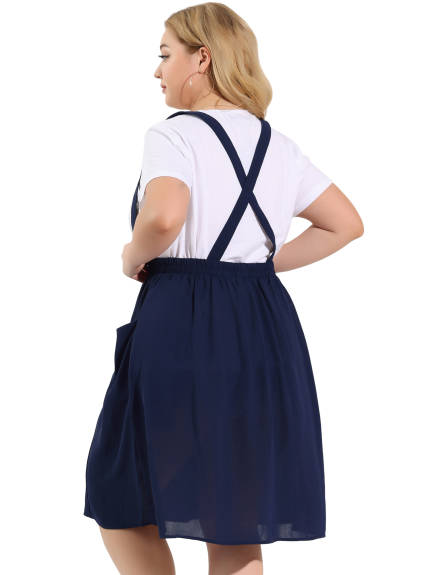 Agnes Orinda - A Line Elastic Waist Detachable Suspender Skirt