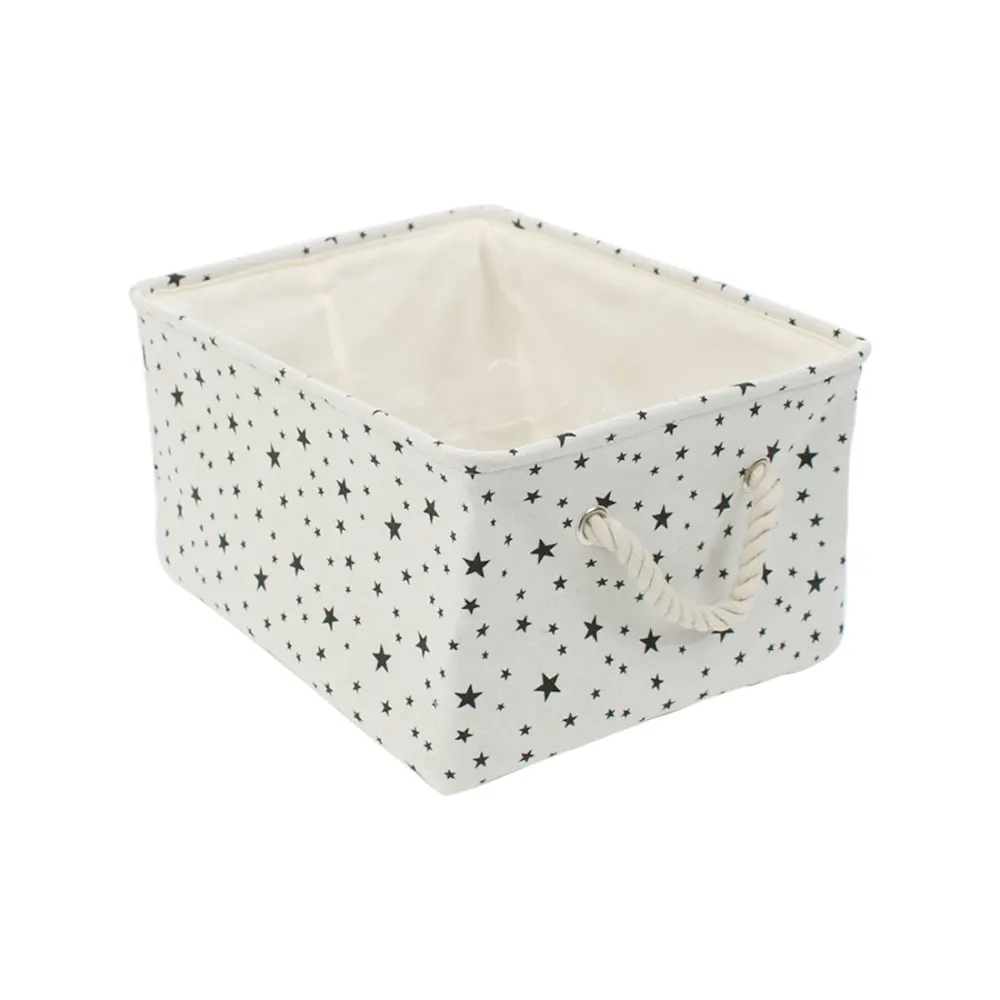 PiccoCasa- Storage Basket Bin with Cotton Handles and Drawstring Closure