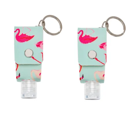 Pink Flamingos Hand Sanitizer Key Chain with Empty 30 ML Bottle - set of 2 - Don't AsK