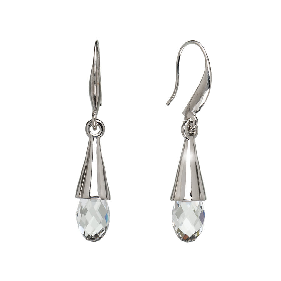 Silvertone Clear Crystal Briolette Drop Earrings made with Quality Austrian Crystals MICALLA