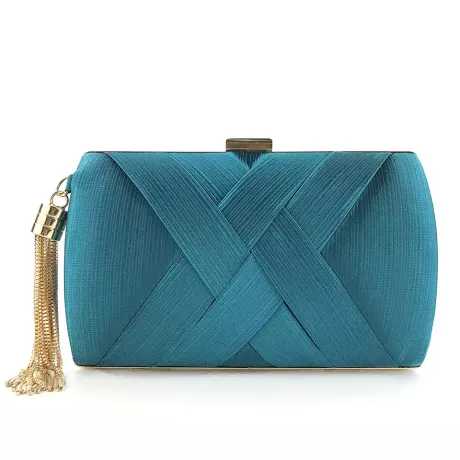 Goldtone Classic Crossover Clutch in Teal - Don't AsK