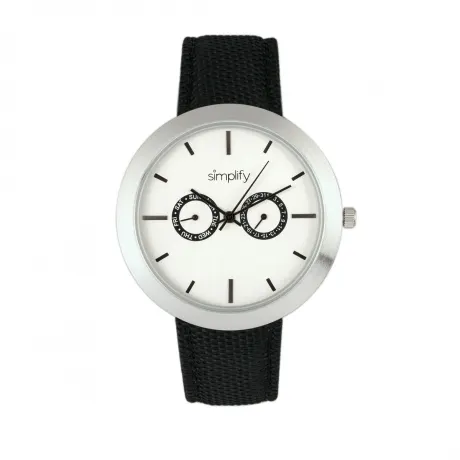 Simplify - La montre 6100 à bracelet recouvert de toile avec jour/date - Blanc/Noir
