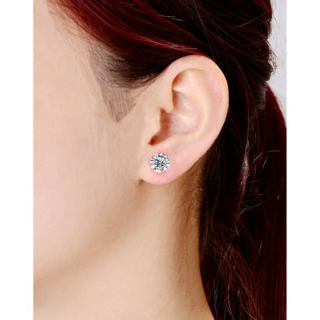 Genevive Boucles d'oreilles à tige en argent sterling plaqué or rose 18 carats avec solitaire en zircone cubique transparente de 5 mm