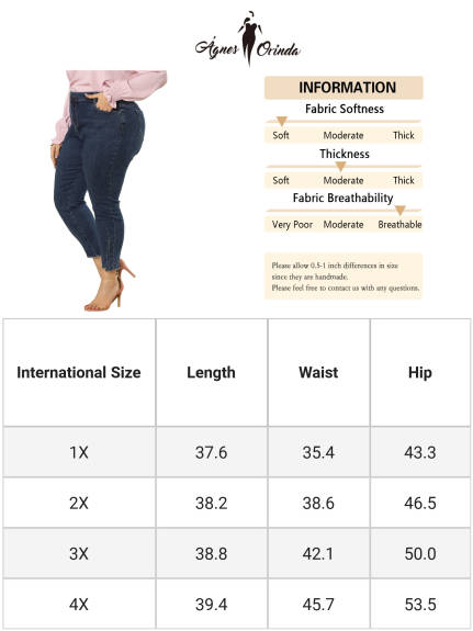Agnes Orinda - Frayed Hem Stretchy Mid-Rise Skinny Ankle Jean