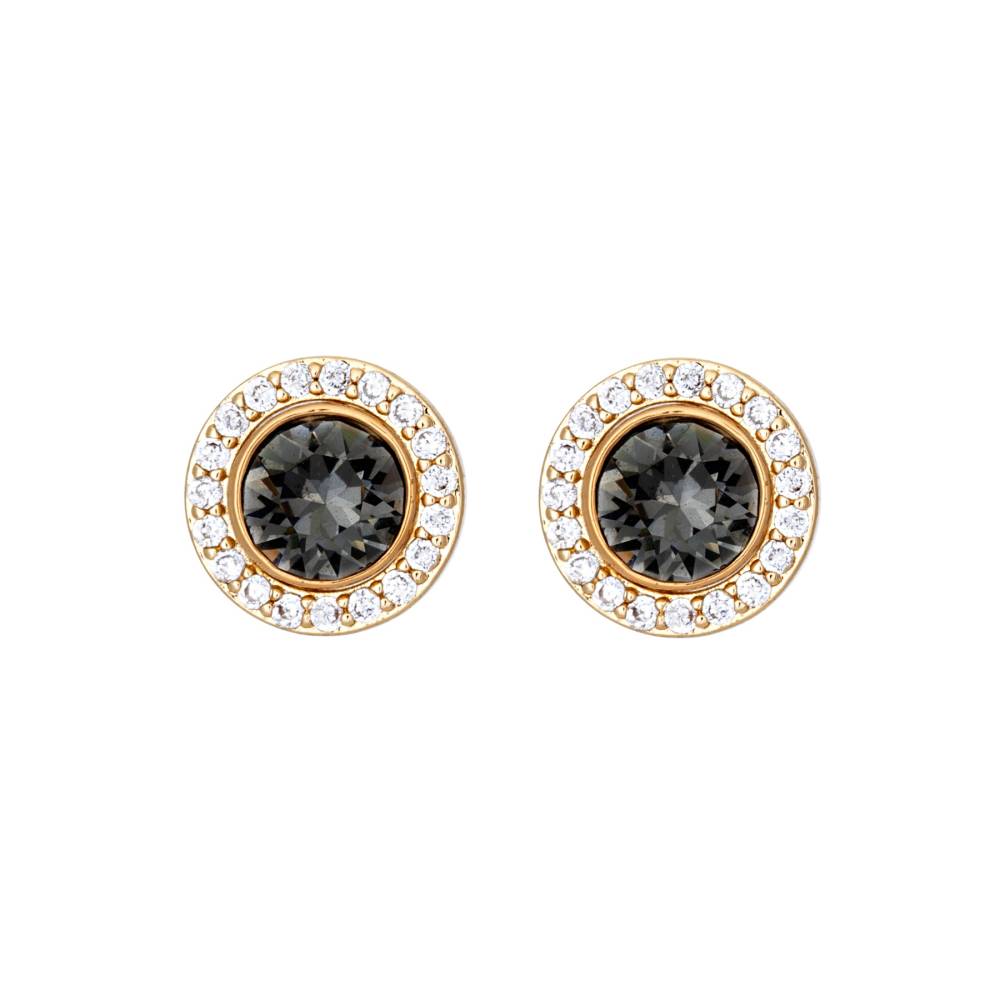Black Diamond Crystal Halo Stud Earrings made with Quality Austrian Crystals