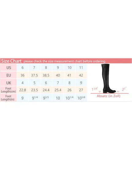 Allegra K - Low Block Heel Solid Thigh High Boots
