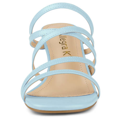 Allegra K- Women's Strappy Block Heels Slide Heel Sandals