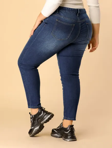 Agnes Orinda - Mid Rise Stretch Washed Skinny Jeans