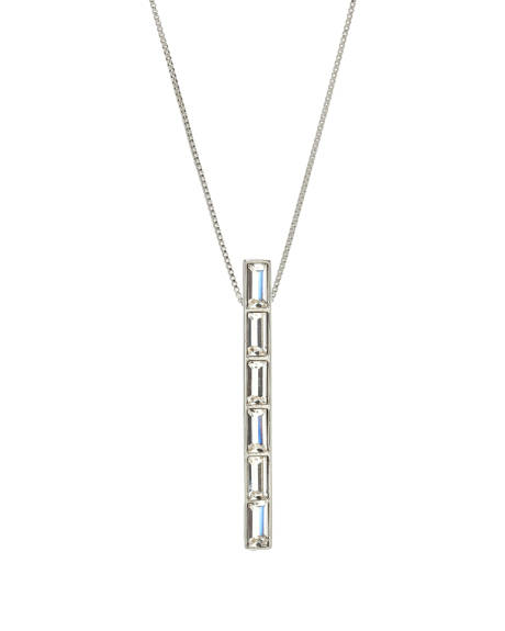 Clear Crystal Bar Pendant Necklace made with Quality Austrian Crystals - MICALLA