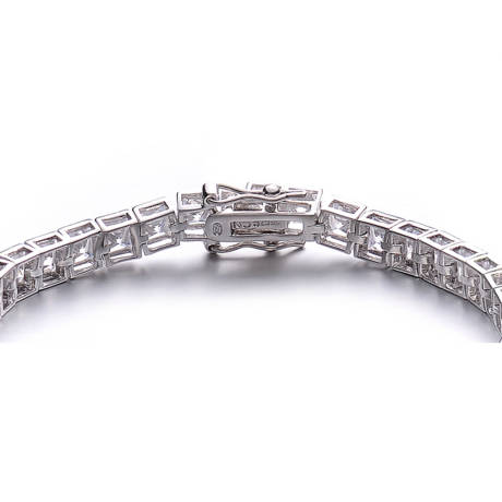Genevive Sterling Silver Cubic Zirconia Princess-cut Tennis Bracelet