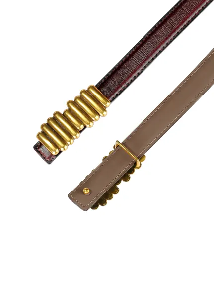 Allegra K- Faux Leather Thin Waist Belt with Buckle