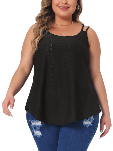 Agnes Orinda - Eyelet Embroidery Loose Cami Tops