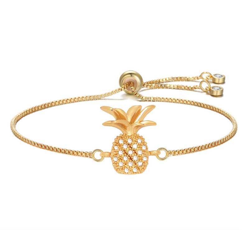 Goldtone Crystal Pineapple Adjustable Bracelet - Don't AsK