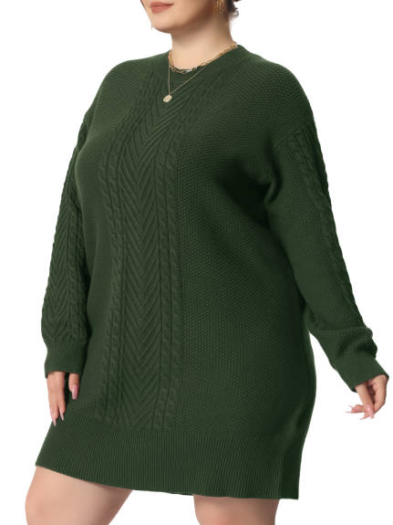 Agnes Orinda - Pull long en tricot à col rond d'automne