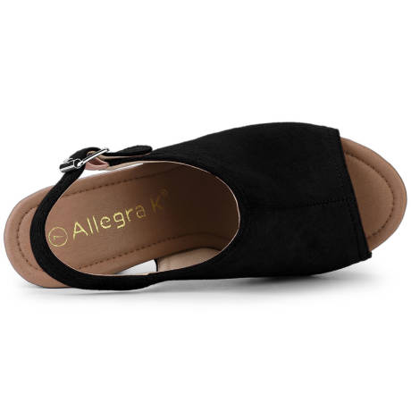 Allegra K- Slingback Platform Black Chunky talon sandales