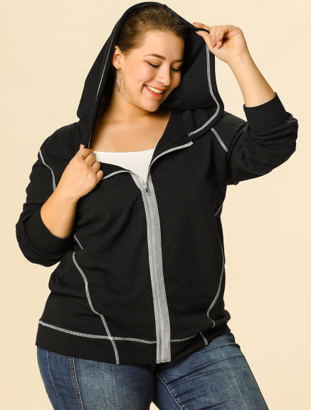 Agnes Orinda - Zip-Up Hoodies Jacket with Pockets