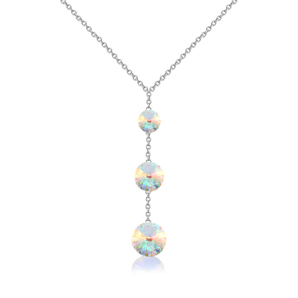 Silvertone Aurora Borealis Graduated Necklace made with Quality Austrian Crystals - MICALLA