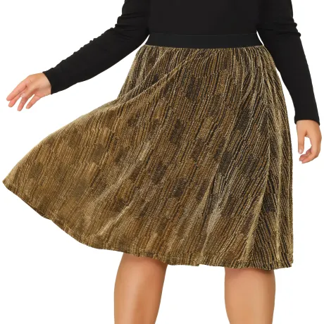 Agnes Orinda - Elastic Waist Sparkle Sequin Fall Skirt