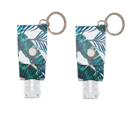 Green Leaves Hand Sanitizer Key Chain with Empty 30 ML Bottle - set of 2 - Don't AsK