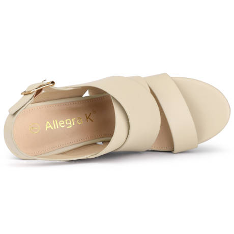 Allegra K- Wood Strappy Platform Wedge Sandals