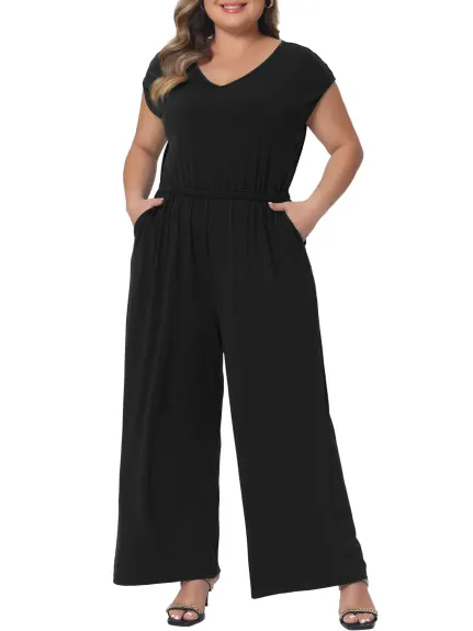 Agnes Orinda - Sleeveless Wide Legs Jumpsuit with Pockets