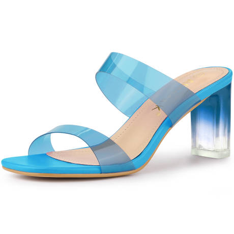 Allegra K- Block Heels Colorful Straps Slides Sandals