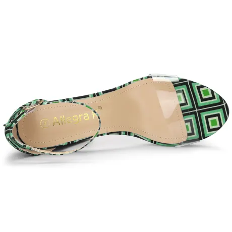 Allegra K- Printed Clear Platform Chunky Heel Sandals
