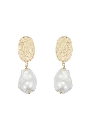 Classicharms-Matted Gold Sculpted Oversized Baroque Pearl Drop Earrings