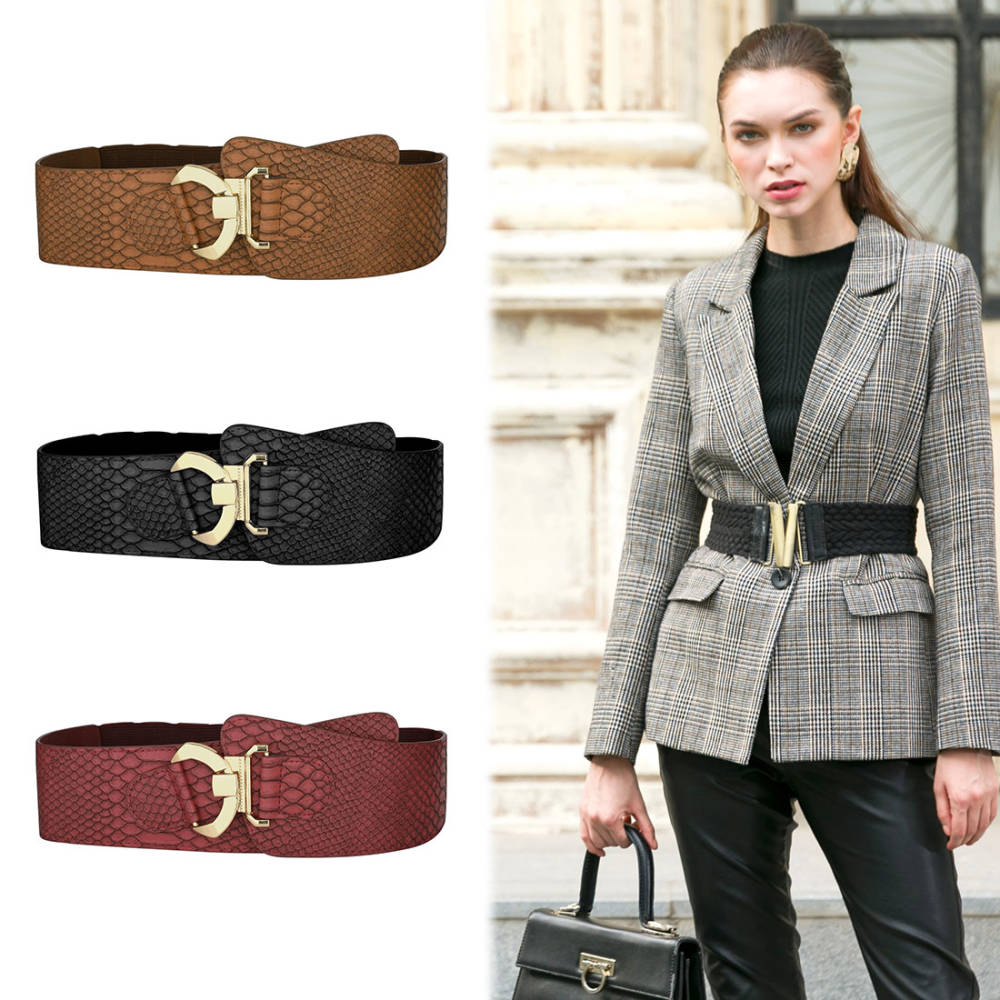 Allegra K High Waist Stretchy Slanted Wide Belt Penningtons