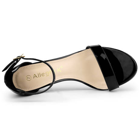 Allegra K- Ankle Strap Open Toe Stiletto Heels Black Sandals