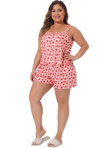 Agnes Orinda - Strawberry Pattern Cute Summer Pajamas Set