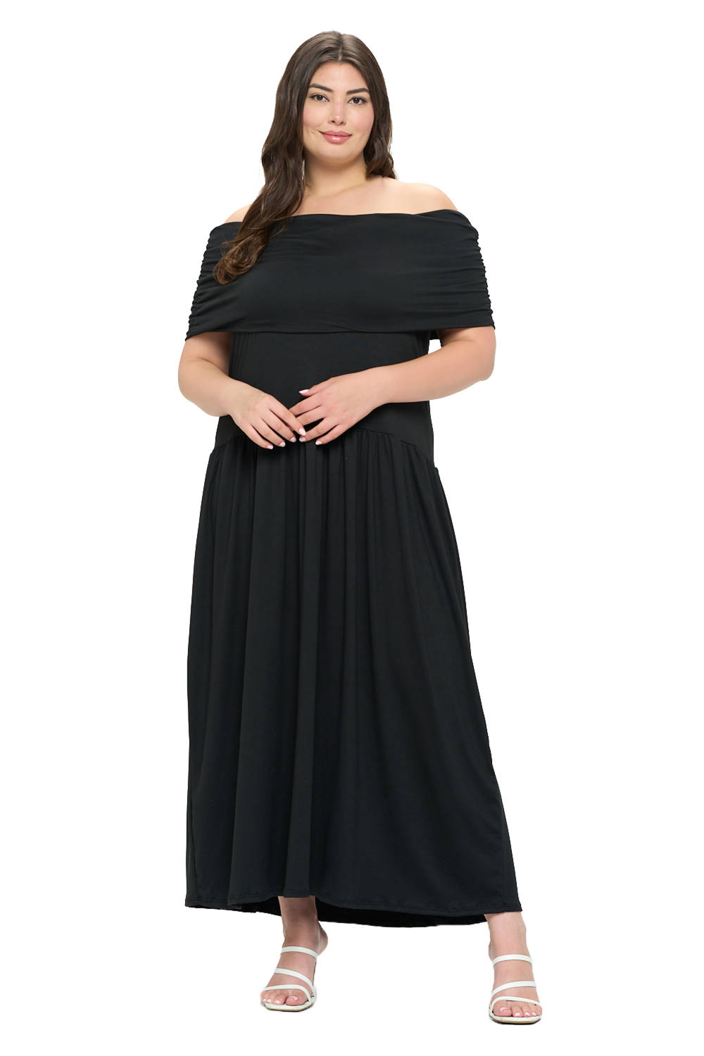 Black off shoulder plus size dress cheap
