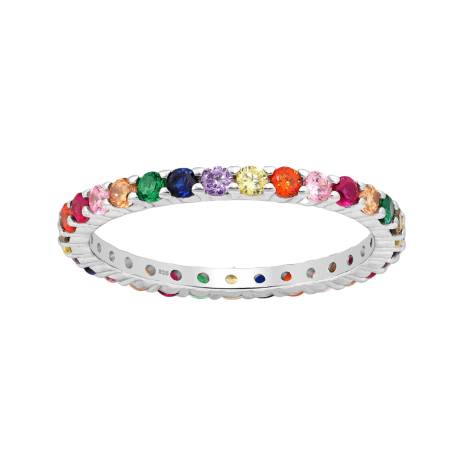 Sterling Silver & Rainbow CZ Eternity Ring - Ag Sterling