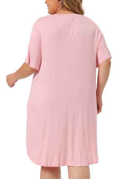 Agnes Orinda - Short Sleeve Round Neck Nightgowns