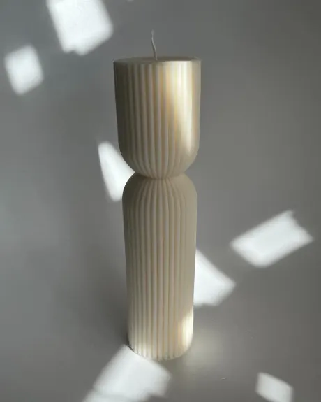 Striped Column Candle Tall | AARAM LUX