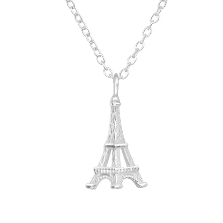 Sterling Silver Dainty Eiffel Tower Pendant Necklace - Ag Sterling