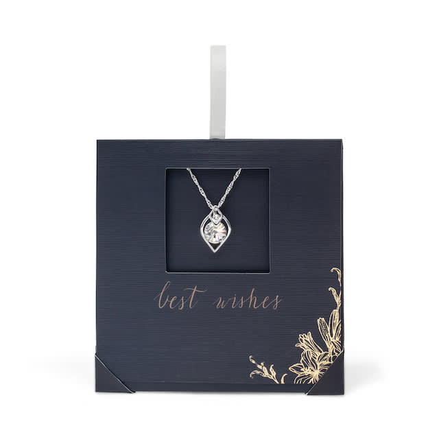 Enveloppe cadeau de Noël avec collier pendentif en rivoli en cristal clair - callura