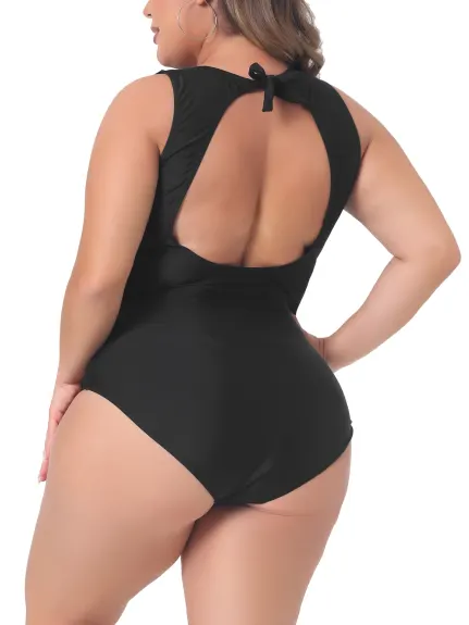 Agnes Orinda - Sexy Mesh Open Back Plunge Swimwear