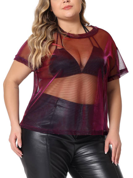 Agnes Orinda - Mesh Holographic See Through Sexy Party Tops