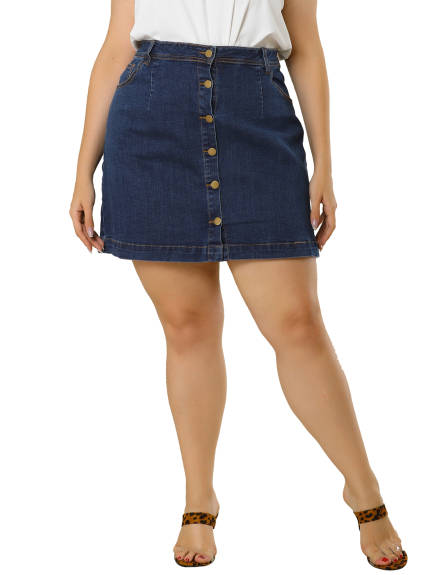 Agnes Orinda - Mini-jupe en jean boutonnée avec poche latérale