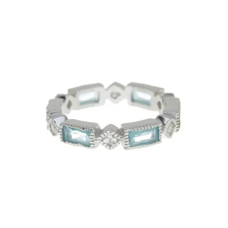 Sterling Forever - Sterling Silver Blue Topaz Cz Victorian Band Ring