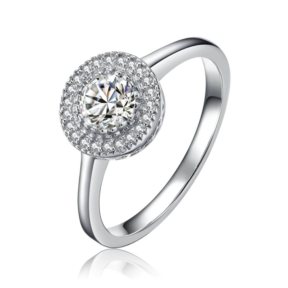 Sterling Silver Cubic Zirconia Round Halo Ring - Penningtons