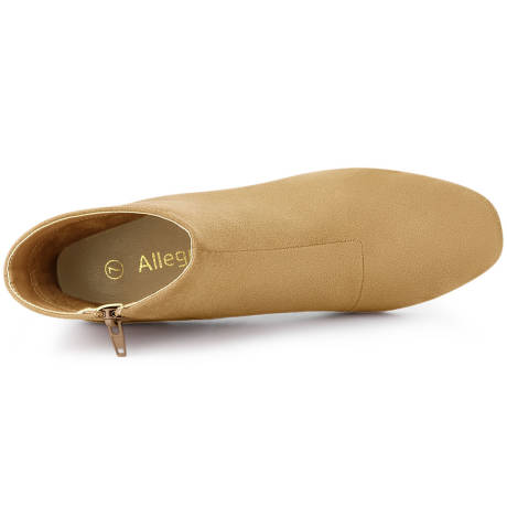 Allegra K- Side Zip Chunky Heel Ankle Boots