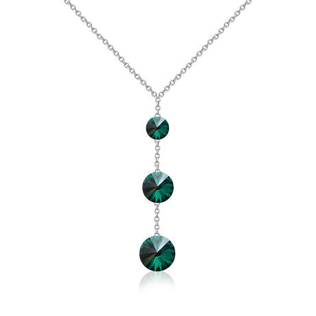 Silvertone Emerald Graduated Necklace made with Quality Austrian Crystals - MICALLA