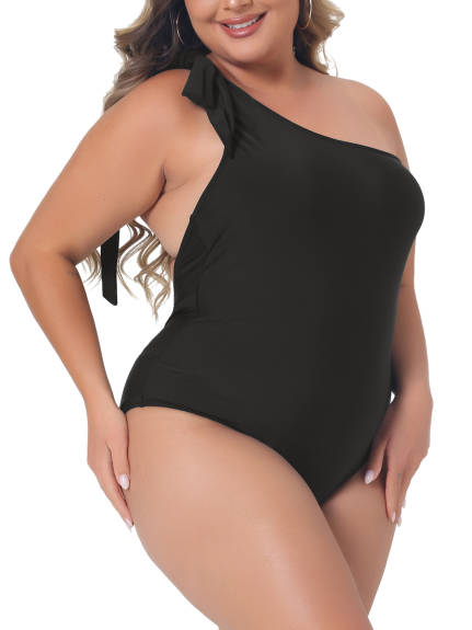 Agnes Orinda - One Shoulder Knot One Piece Swimsuit