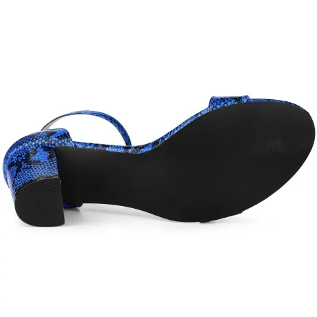 Allegra K - Snakeskin pattern Ankle Strap Heeled Sandals
