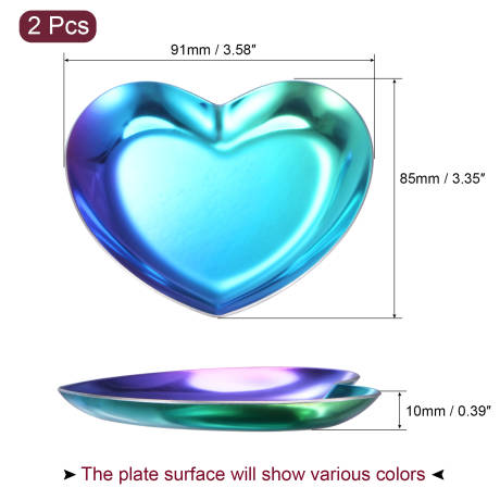 Cheibear- Rainbow Color Heart Shape Decor Plate 2pcs