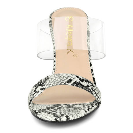 Allegra K - Snake Print Block Heel Clear Slide Sandals
