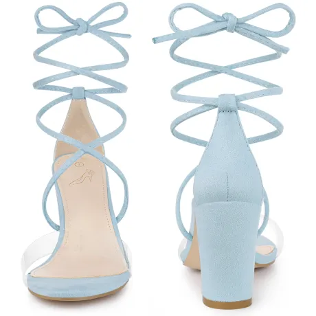 Allegra K - Lace Up Clear Strap Summer Fashion Sandals