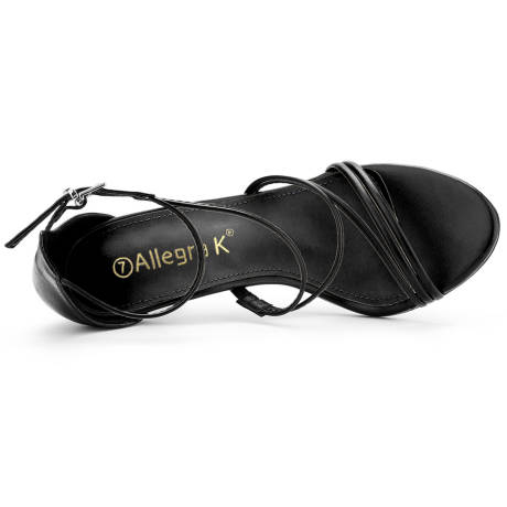 Allegra K- Party Strappy Stiletto Black High Heels Sandals